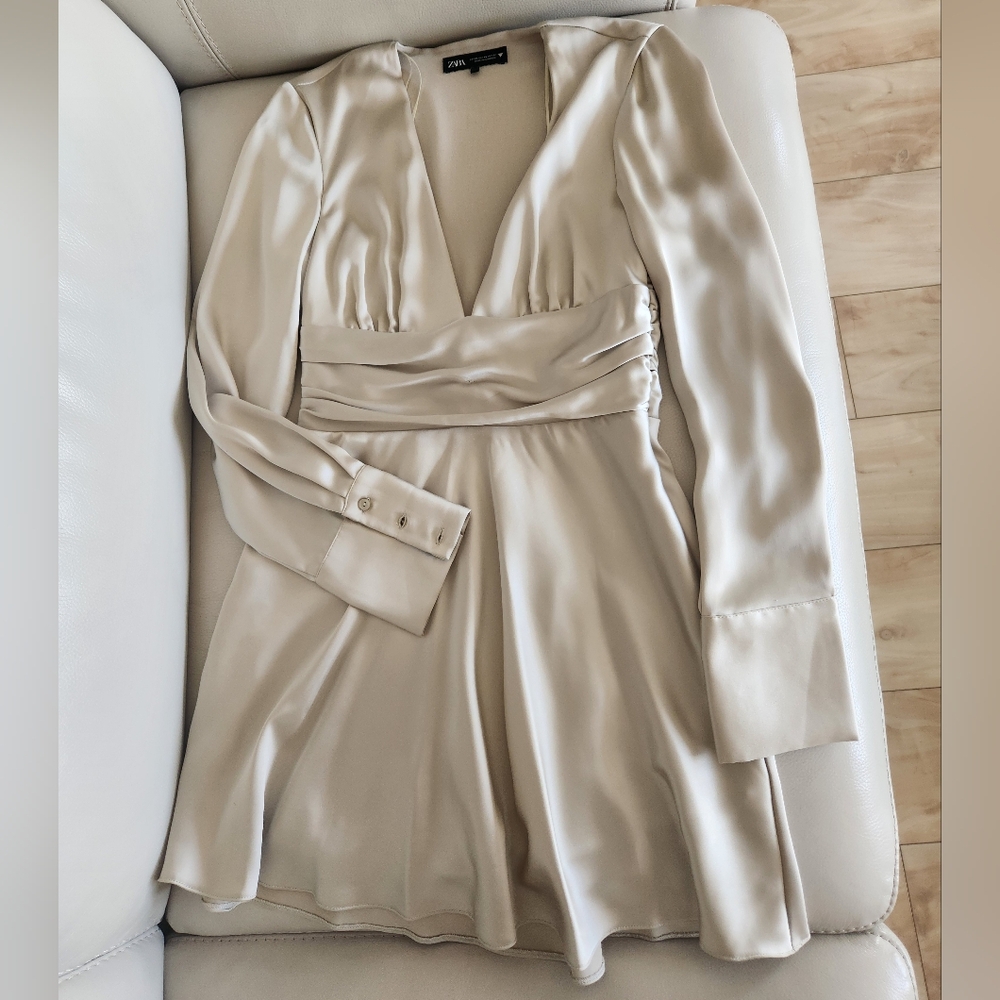 Zara Cream Ruched Backless Gown